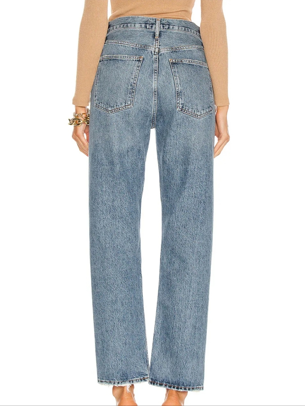Agolde Classic  High Wasted Straight Leg Jeans in Light Blue Denim - Picture 2 of 7